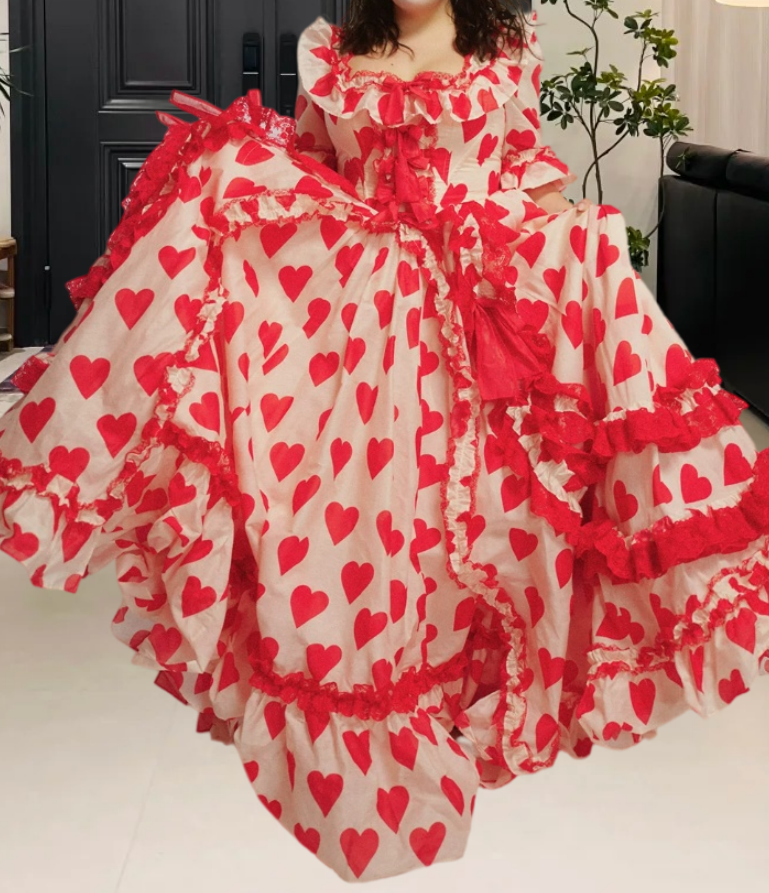 Glam Square Neck Red Prom Dress Bows Ruffles A-Line Evening Dress D0330