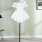 Mini robe de soirée en satin, sans bretelles, sans manches, ligne a, simple, C899