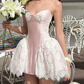 Cute Spaghetti Straps Homecoming Dress Pink Lace A-Line Birthday Dress D0342