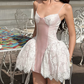 Cute Spaghetti Straps Homecoming Dress Pink Lace A-Line Birthday Dress D0342