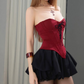 Sexy Strapless Red & Black Homecoming Dress Lace-Up A-Line Birthday Dress D0343
