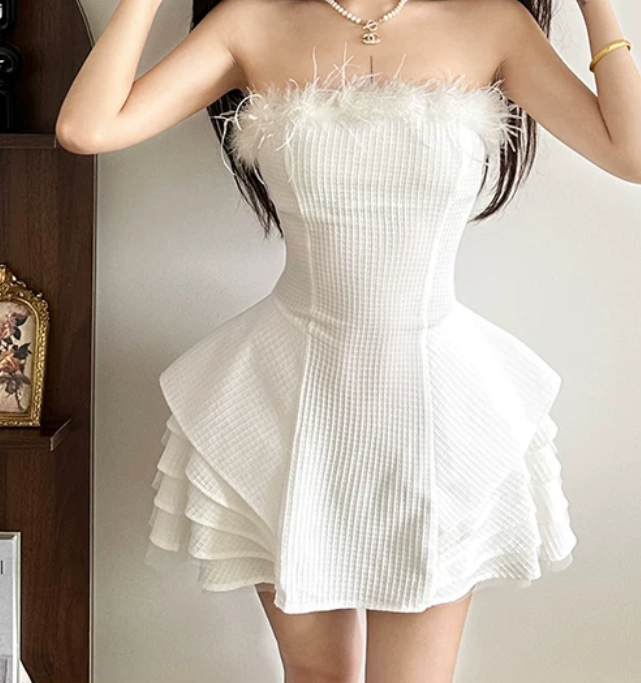 Mini robe de soirée en satin, sans bretelles, sans manches, ligne a, simple, C899