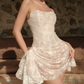Glam Strapless White Homecoming Dress Lace A-Line Birthday Dress D0348