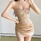 Alluring Strapless Gold Homecoming Dress Sequins Sheath Birthday Dress D0352