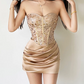 Alluring Strapless Gold Homecoming Dress Sequins Sheath Birthday Dress D0352