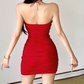 Playful Strapless Red Homecoming Dress Flowers Sheath Birthday Dress D0353