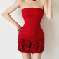 Playful Strapless Red Homecoming Dress Flowers Sheath Birthday Dress D0353