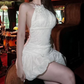 Mini robe de soirée en satin, sans bretelles, sans manches, ligne a, simple, C899