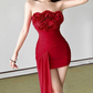 Chic Strapless Red Homecoming Dress Flowers Sheath Birthday Dress D0357