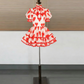 Sweet High Collar Homecoming Dress Red Short Sleeve A-Line Birthday Dress D0359