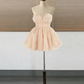 Unique Strapless Homecoming Dress Beige Sequins A-Line Birthday Dress D0364