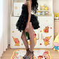 Sexy Spaghetti Straps Homecoming Dress Black Sequins A-Line Birthday Dress D0365