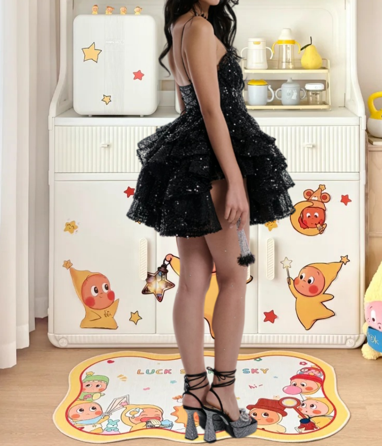 Sexy Spaghetti Straps Homecoming Dress Black Sequins A-Line Birthday Dress D0365