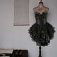 Sexy Spaghetti Straps Homecoming Dress Black Sequins A-Line Birthday Dress D0365