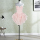 Unique Spaghetti Straps Homecoming Dress Pink Sequins A-Line Birthday Dress D0366