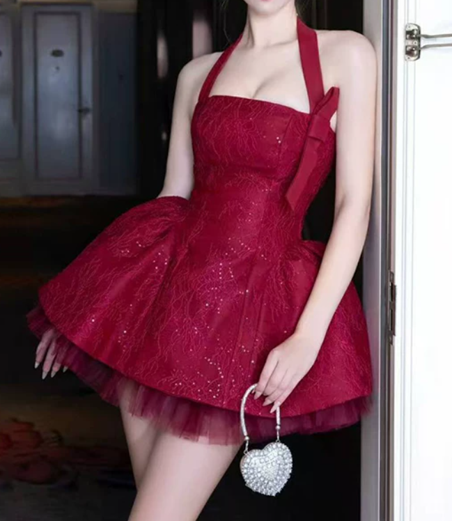 Mini robe de soirée en satin, sans bretelles, sans manches, ligne a, simple, C899