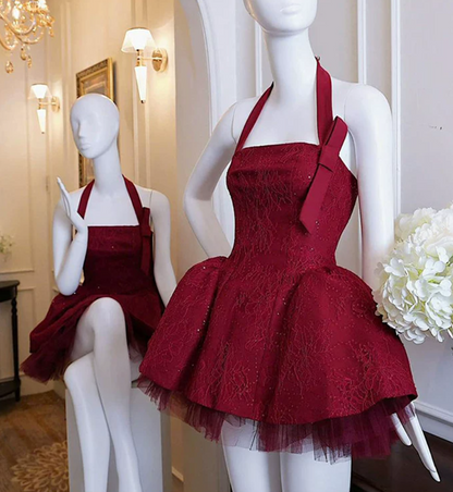 Mini robe de soirée en satin, sans bretelles, sans manches, ligne a, simple, C899