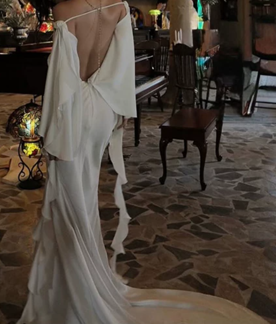 Robe de bal de princesse bustier à volants en satin long, robe de soirée C8117