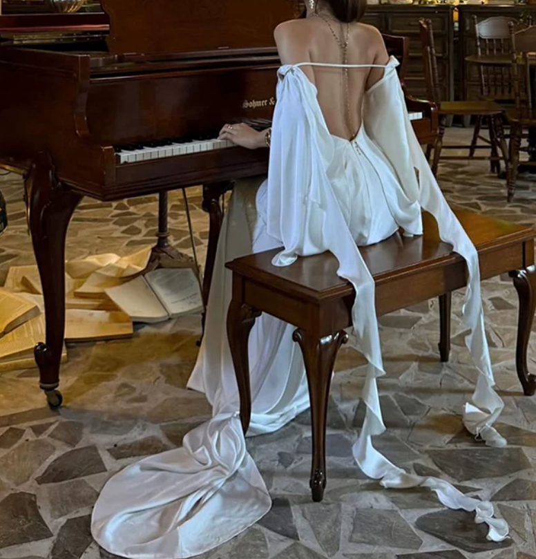 Robe de bal de princesse bustier à volants en satin long, robe de soirée C8117