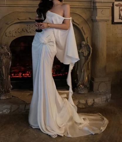 Robe de bal de princesse bustier à volants en satin long, robe de soirée C8117