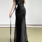 Chic Off The Shoulder Prom Dress Black Mermaid Evening Dress D0372