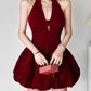 Mini robe de soirée en satin, sans bretelles, sans manches, ligne a, simple, C899