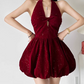 Mini robe de soirée en satin, sans bretelles, sans manches, ligne a, simple, C899