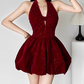 Mini robe de soirée en satin, sans bretelles, sans manches, ligne a, simple, C899