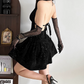 Mini robe de soirée en satin, sans bretelles, sans manches, ligne a, simple, C899