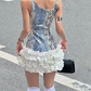 Playful Spaghetti Straps Homecoming Dress Silver Sequins Ruffles A-Line Birthday Dress D0378