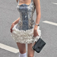 Playful Spaghetti Straps Homecoming Dress Silver Sequins Ruffles A-Line Birthday Dress D0378