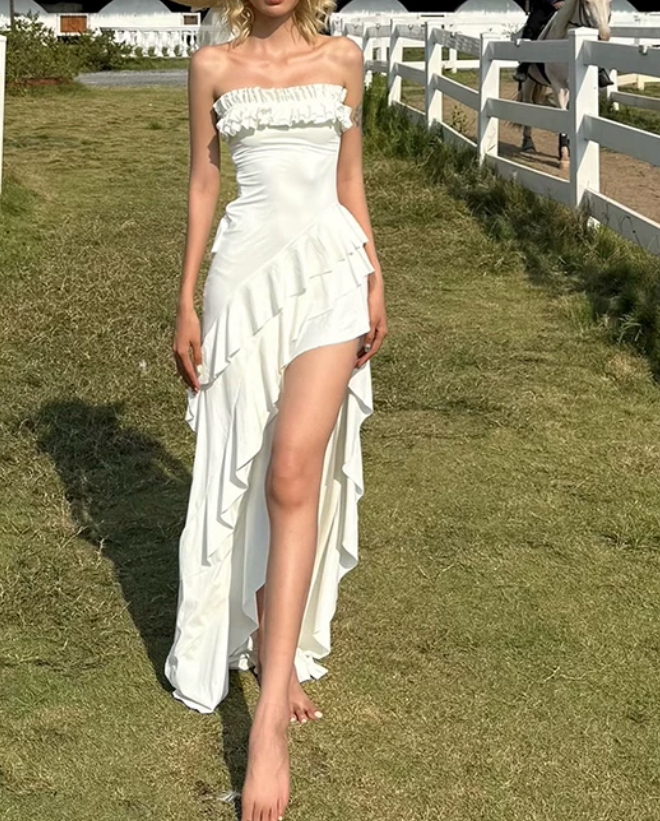 Mini robe de soirée en satin, sans bretelles, sans manches, ligne a, simple, C899
