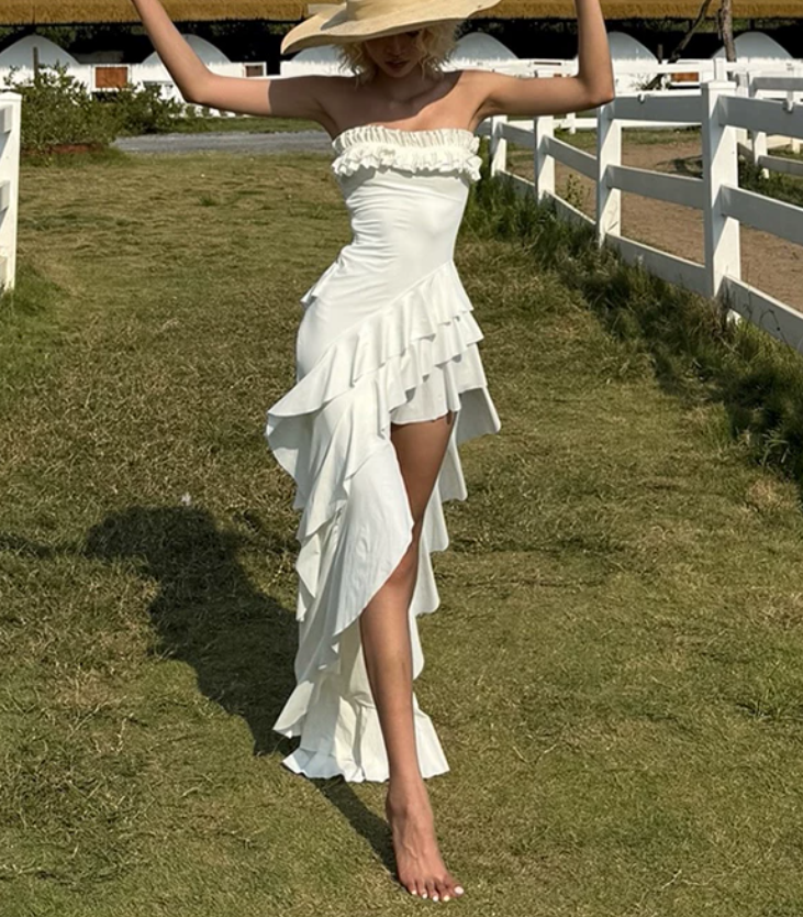 Mini robe de soirée en satin, sans bretelles, sans manches, ligne a, simple, C899