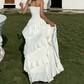 Mini robe de soirée en satin, sans bretelles, sans manches, ligne a, simple, C899
