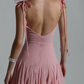 Sweet Spaghetti Straps Homecoming Dress Pink Lace A-Line Birthday Dress D0380