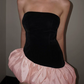Y2K Strapless Homecoming Dress Black & Pink A-Line Birthday Dress D0382