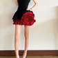 Lovely Sleeveless A-Line Mini Dress Black & Red Party Outfit Floral Short Dress D0383
