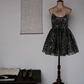 Glittering Strapless Homecoming Dress Black Sequins A-Line Birthday Dress D0388