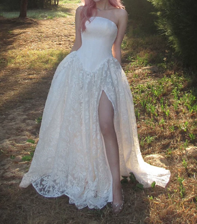 Robe de bal de princesse bustier à volants en satin long, robe de soirée C8117