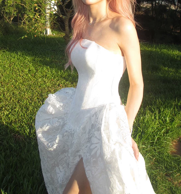 Robe de bal de princesse bustier à volants en satin long, robe de soirée C8117