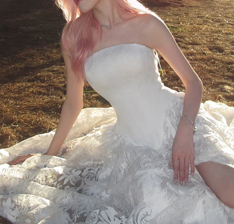 Robe de bal de princesse bustier à volants en satin long, robe de soirée C8117