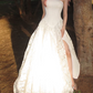 Robe de bal de princesse bustier à volants en satin long, robe de soirée C8117
