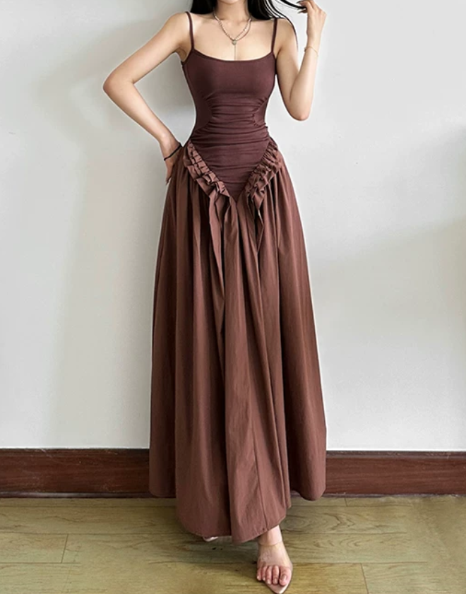 Robe de bal de princesse bustier à volants en satin long, robe de soirée C8117