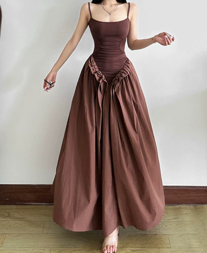 Robe de bal de princesse bustier à volants en satin long, robe de soirée C8117