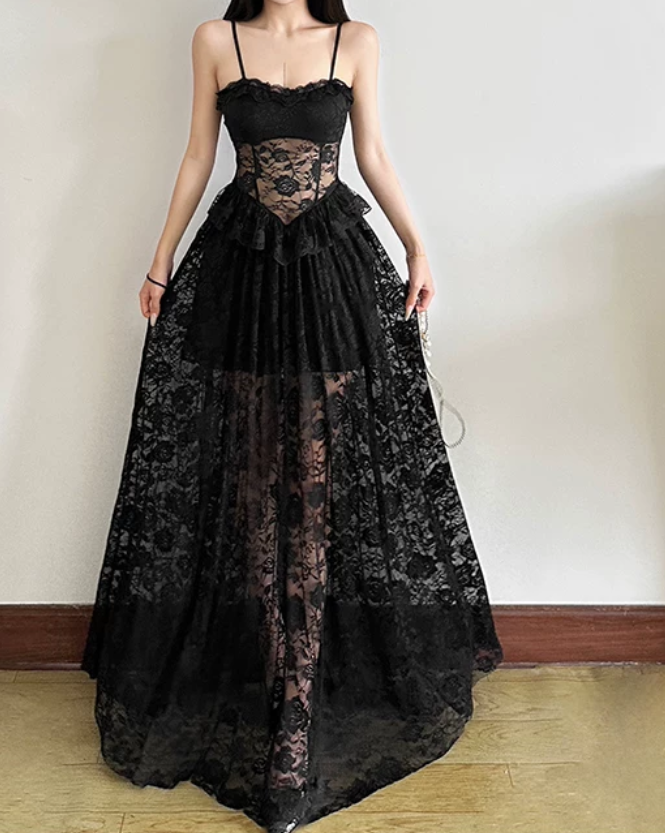 Robe de bal de princesse bustier à volants en satin long, robe de soirée C8117