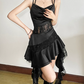 Elegant Spaghetti Straps Homecoming Dress Ruffles Lace A-Line Birthday Dress D0398