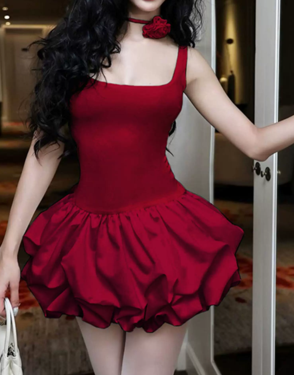 Classical Spaghetti Straps Homecoming Dress Ruffles A-Line Birthday Dress D0403