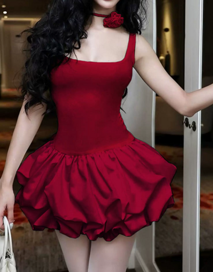 Classical Spaghetti Straps Homecoming Dress Ruffles A-Line Birthday Dress D0403