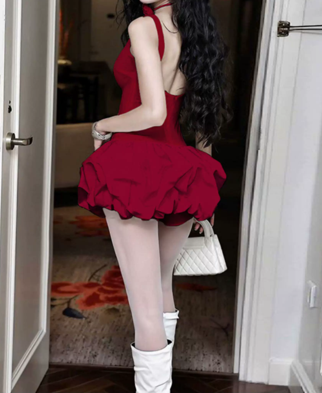 Classical Spaghetti Straps Homecoming Dress Ruffles A-Line Birthday Dress D0403