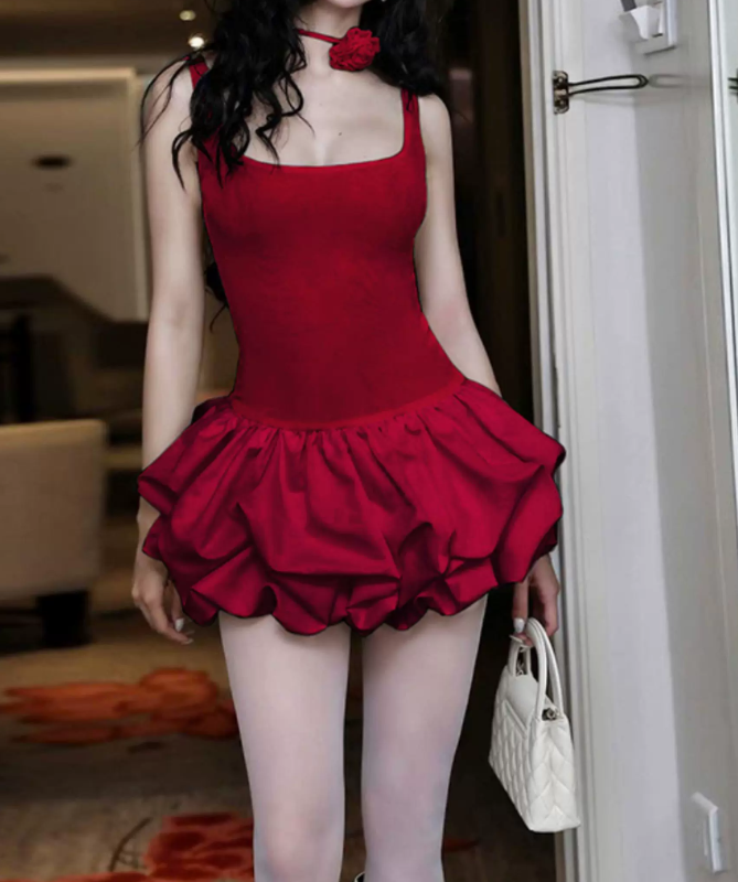 Classical Spaghetti Straps Homecoming Dress Ruffles A-Line Birthday Dress D0403